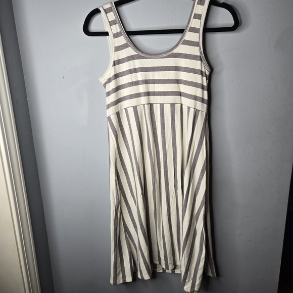 Carve Designs Striped Sleeveless Midi Dress Cream Built-In Bra Small Organic - Picture 5 of 5